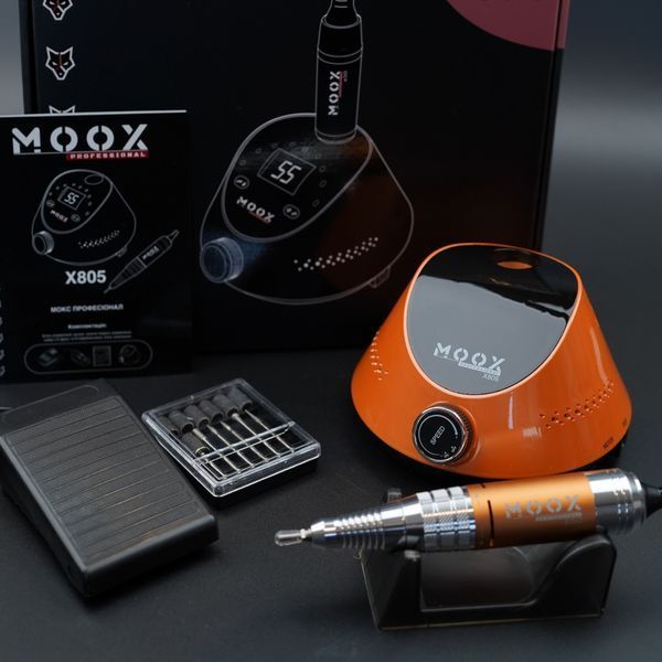Фрезер Мокс X805 на 80W - 55000 об/хв (помаранчевий/orange) для зняття матеріалу та обробки кутикули 000602 фото