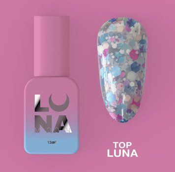 Топовое покрытие для гель лака LunaMoon Top Luna 13 мл- с декоративными элементами, без липкого слоя 000012 фото