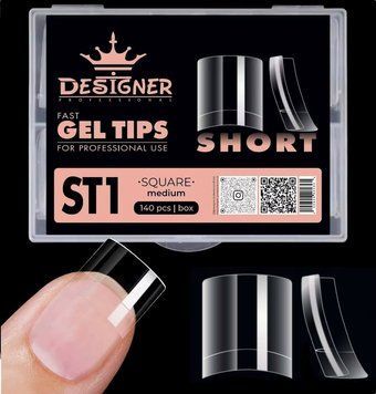 Арочні типcи гелеві Дизайнер Short fast gel tips ST1 Square medium для нарощування нігтів (120шт) 008623 фото