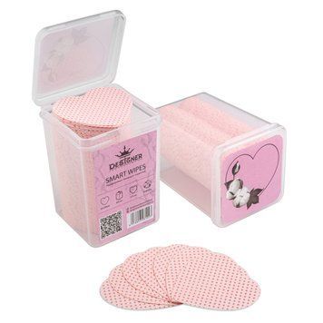 Розовые перфорированные безворсовые салфетки Designer Smart Wipes heart 200 шт в боксе для маникюра 002857 фото