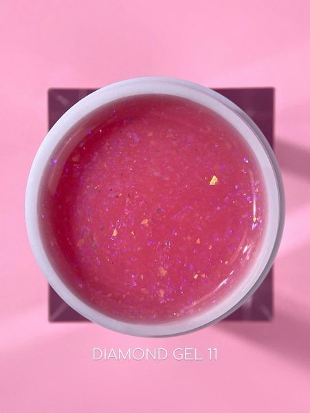 Гель с блестками №11 (Розовый лед) Diamond Gel LunaMoon на 15 мл, выравнивание и наращивание ногтей 007082 фото