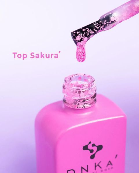 Топовое покрытие DNKa' Sakura Top с шестигранниками на 12 мл, без липкого слоя 002111 фото