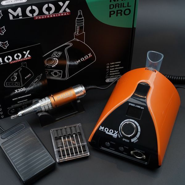 Фрезер Мокс X300 на 70W - 50000 об/мин (оранжевый/orange) для снятия материала и обработки кутикулы 000537 фото