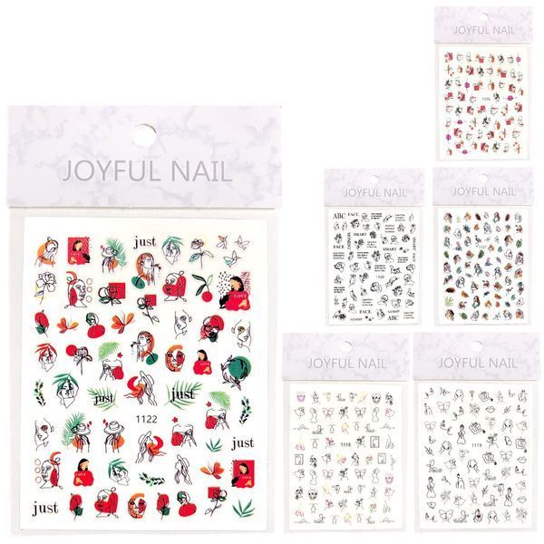 Наліпки для нігтів - 3D стікери №1119 JOYFUL NAIL "Абстракція" для дизайну нігтів на клейкій основі 004141 фото