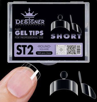 Арочні типи гелеві Дизайнер Short fast gel tips ST2 Round square для нарощування нігтів (120шт) 008624 фото
