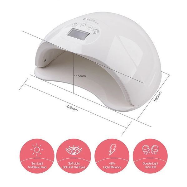 Лампа на 2 руки Sun 5 PLUS UV/LED 48W для сушки ногтей, гель лака 000185 фото