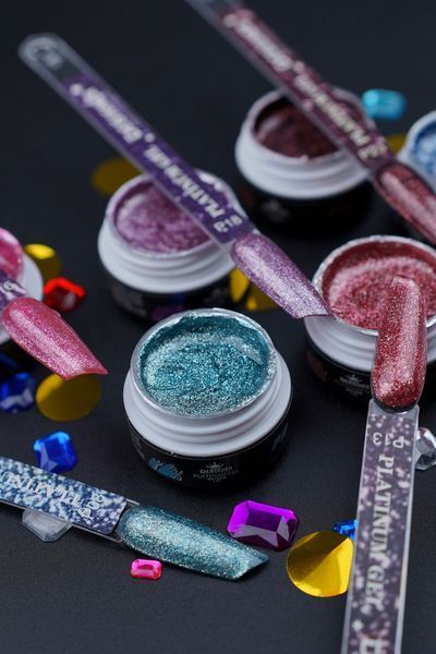 Гель з шиммером Platinum Gel (Блакитний №8, 5 мл) Дизайнер для манікюру та педикюру 005619 фото