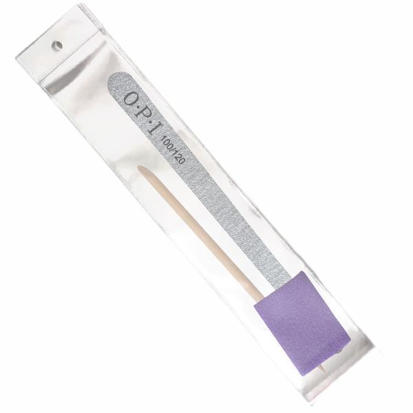 Одноразовий набір для манікюру (пилка крапля OPI 100/120 грит, апельсинова паличка 11,5 см, міні бафік) 007632 фото