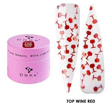 Топове покриття DNKa' Top Wine Red з фігурними конфетті на 15 мл, без липкого шару 002115 фото