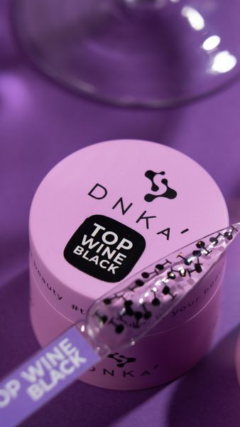 Топове покриття DNKa' Top Wine Black з фігурними конфеті на 15 мл, без липкого шару 002116 фото