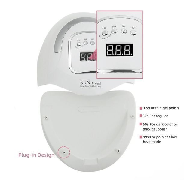 Лампа Sun X12 MAX UV/LED 280W (біла) для гель-лаку і манікюру 000206 фото