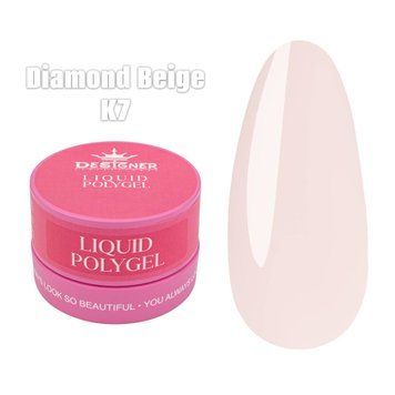 Жидкий полигель Liquid polygel Дизайнер 30 мл Diamond beige в банке для наращивания и укрепления ногтей K7 008385 фото