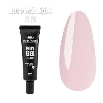 Полигель Дизайнер 30 мл Rose Ash Light для наращивания и укрепления ногтей №62 008157 фото