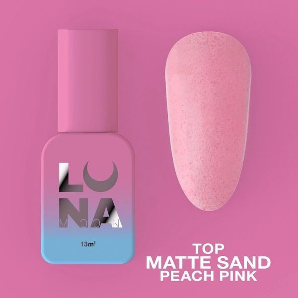 Матове топове покриття LunaMoon Top Matte Sand Peach Pink без липкого шару для гель-лаку 13 мл 005119 фото