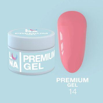 Гель LUNAMoon Premium Gel №14 &ndash; ярко-розовый 15 мл для укрепления, выравнивания и наращивания ногтей 008647 фото