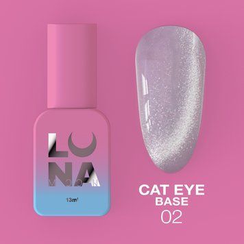 База камуфлирующая LUNAmoon Cat Eye Base №2 (Северное сияние) с эфектом кошачего глаза для маникюра,13 мл 007089 фото