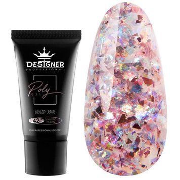 Полигель Дизайнер 30 мл Diamond pecan для наращивания и укрепления ногтей №42 008137 фото