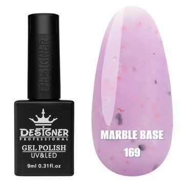 Цветная камуфлирующая база для ногтей Дизайнер Marble base №169 с цветной поталью, 9 мл 004828 фото