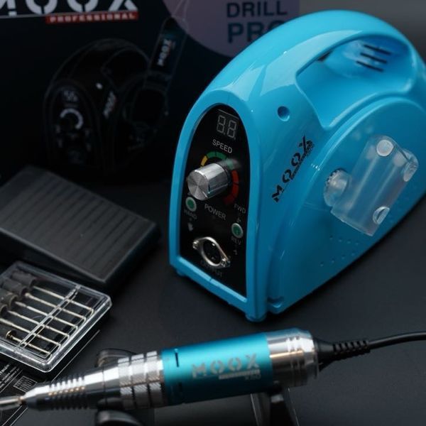 Фрезер Мокс X806 на 80W &ndash; 55000 об/мин (бирюзовый/light blue) для снятия материала и обработки кутикулы 000608 фото