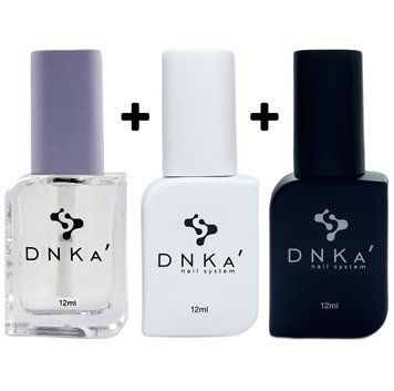 Набор для покрытия ногтей DNKa': Base Rubber (12 мл) + Top No Wipe (12 мл) без липкого слоя + дегидратор (12 мл) 003129 фото