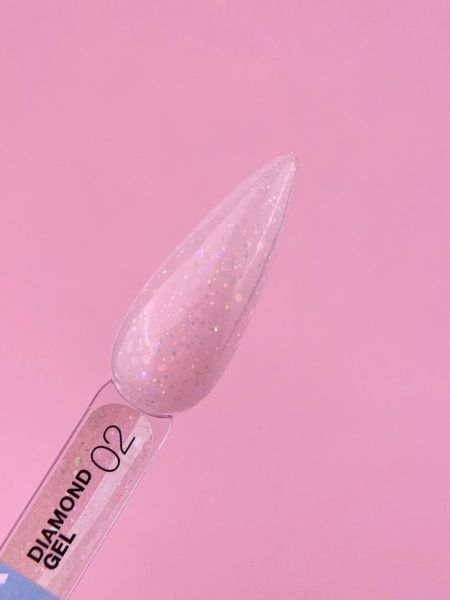 Гель з блискітками №2 (Ніжно-рожевий) Diamond Gel LunaMoon на 15 мл, вирівнювання та нарощування нігтів 009003 фото