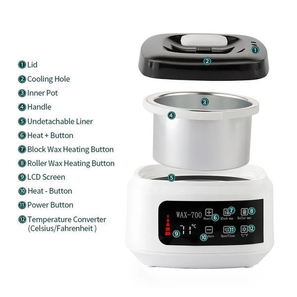 Баночний воскоплав Pro Wax 700 120W 450 мл (білий) для розігріву воску та депіляції 000967 фото