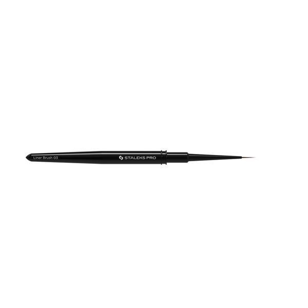 Тонка пензель Staleks Liner Brush 03 (10мм х 0.9мм) для малювання та френча з ковпачком NBE-03 007117 фото