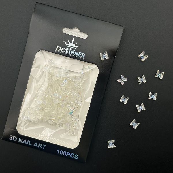 Набор объёмного 3D декора D5 (Маленькие голографические бабочки) Дизайнер - для создания дизайнов ногтей 100 шт/уп 008856 фото