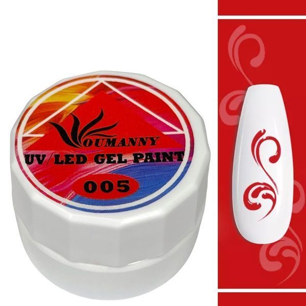 Гель-фарба Oumanny Gal Paint (Червона №5) для розпису нігтів 005598 фото