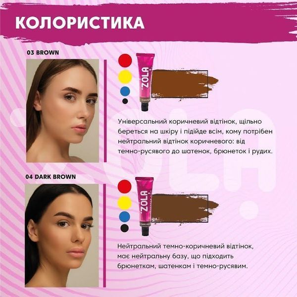 Краска Zola Eyebrow Tint - 02 Warm Brown (Теплый коричневый) в саше 5 мл для бровей 002889 фото