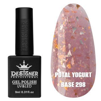 Молочная база для ногтей Дизайнер Potal yogurt base с поталью №298, 9 мл 004866 фото