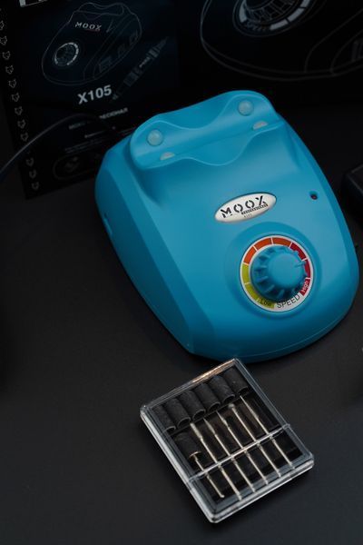 Фрезер Мокс X105 на 65W - 45000 об/хв (бірюзовий/light blue) для зняття матеріалу та обробки кутикули 000522 фото