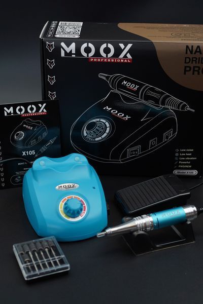 Фрезер Мокс X105 на 65W - 45000 об/хв (бірюзовий/light blue) для зняття матеріалу та обробки кутикули 000522 фото