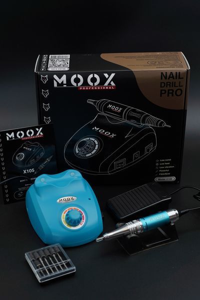 Фрезер Мокс X105 на 65W - 45000 об/хв (бірюзовий/light blue) для зняття матеріалу та обробки кутикули 000522 фото