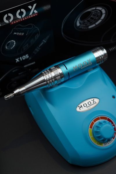 Фрезер Мокс X105 на 65W - 45000 об/хв (бірюзовий/light blue) для зняття матеріалу та обробки кутикули 000522 фото