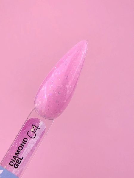 Гель з блискітками №4 (Рожевий) Diamond Gel LunaMoon на 15 мл, вирівнювання та нарощування нігтів 009004 фото