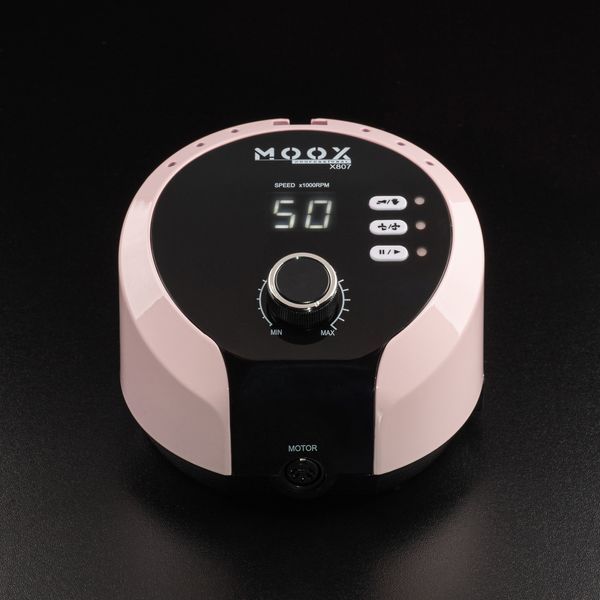 Фрезер Мокс X807 на 65W - 50000 об/хв (рожевий/pink) для зняття матеріалу та обробки кутикули 000669 фото