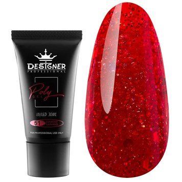 Полігель Дизайнер 30 мл Diamond dark red для нарощування та зміцнення нігтів №51 008146 фото