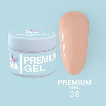 Гель LUNAMoon Premium Gel №26 &ndash; темный беж 15 мл для укрепления, выравнивания и наращивания ногтей 008656 фото