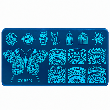Диск-пластина XY-BE07 для стемпинга (12 см на 6 см) маленькая металлическая прямоугольная 004067 фото