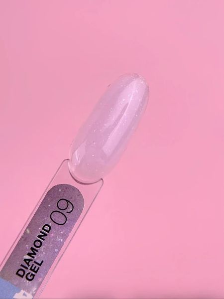 Гель з блискітками №9 (Ніжно-ліловий) Diamond Gel LunaMoon на 15 мл, вирівнювання та нарощування нігтів 009005 фото