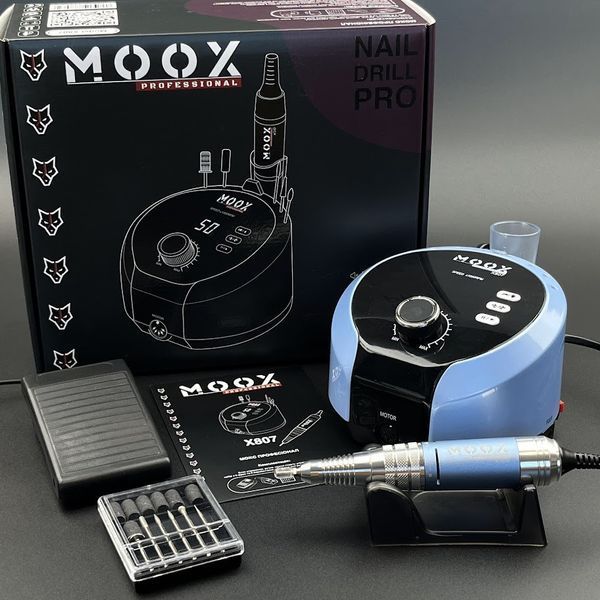 Фрезер Мокс X807 на 65W - 50000 об/хв (блакитний/blue) для зняття матеріалу та обробки кутикули 000670 фото