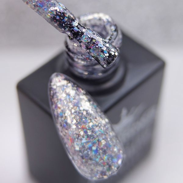 Гель-лак для ногтей Дизайнер Glow Glitter №567 серебряный глитер 9 мл 002419 фото