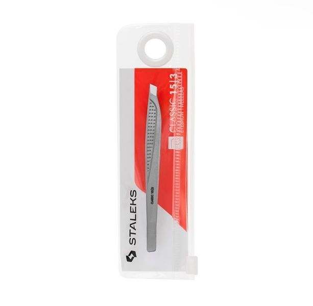 Staleks Classic 15 Type 3 - пинцет для бровей (широкий скошенный) из нержавеющей стали 002847 фото