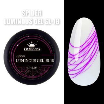 Люмінесцентна гель-павутинка Spider Luminous Gel (Малинова SL-18) Дизайнер, 8 мл для дизайну нігтів 005665 фото