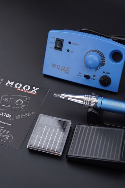 Фрезер Мокс X104 на 65W - 45000 об/хв (синій/sky blue) для зняття матеріалу та обробки кутикули 000514 фото