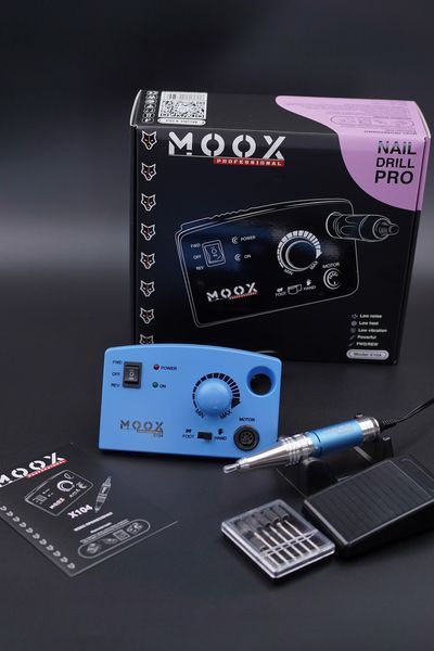 Фрезер Мокс X104 на 65W - 45000 об/хв (синій/sky blue) для зняття матеріалу та обробки кутикули 000514 фото