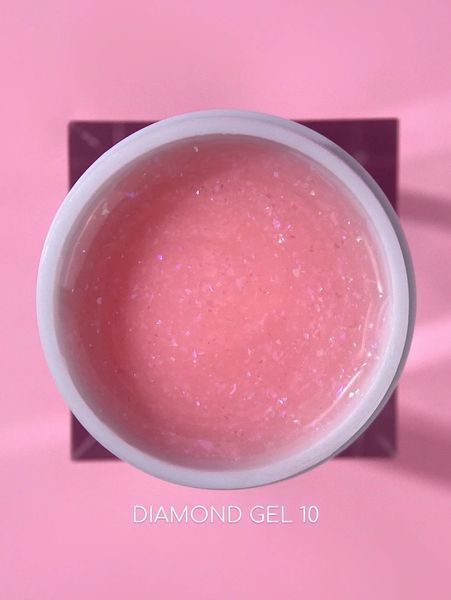 Гель з блискітками №10 (Ніжно-персиковий) Diamond Gel LunaMoon на 15 мл, вирівнювання та нарощування нігтів 009006 фото