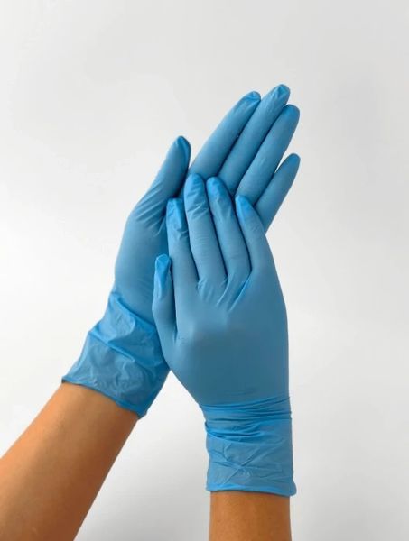 Рукавички оглядові нітрилові сині М-size Medicom SafeTouch Advanced Slim Blue (без пудри), 100шт/уп - 1175Р-С 008943 фото