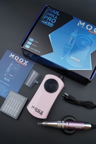 Фрезер Мокс IX10 на 35W - 45000 об/мин (розовый/pink) на аккумуляторе 2000mAh для маникюра и педикюра 006735 фото